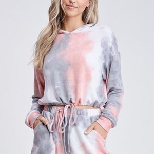 Tie dye crop top hoodie